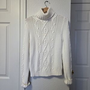 Lauren Ralph Lauren Cable-Knit Turtleneck Sweater 100% Cotton